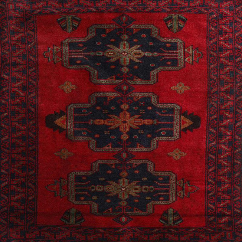 Tapis oriental oriental / noir / crème, Rond 4 pi