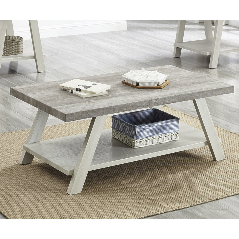 Table basse Athens, Gris patiné, Beige