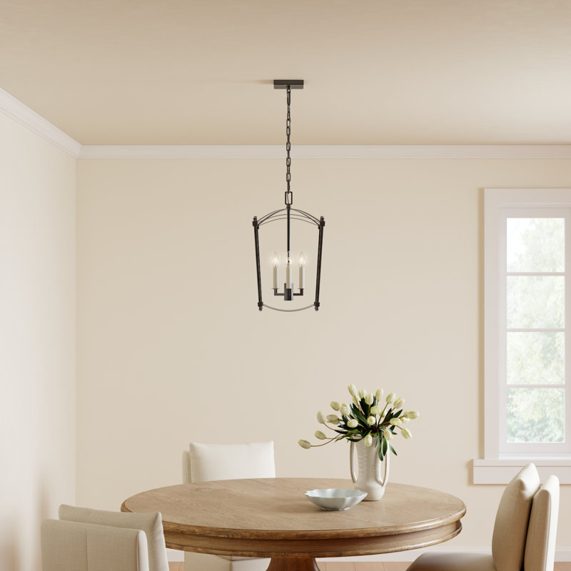 Olive 3-Light Metal Dimmable Lantern Chandelier, Smith Steel