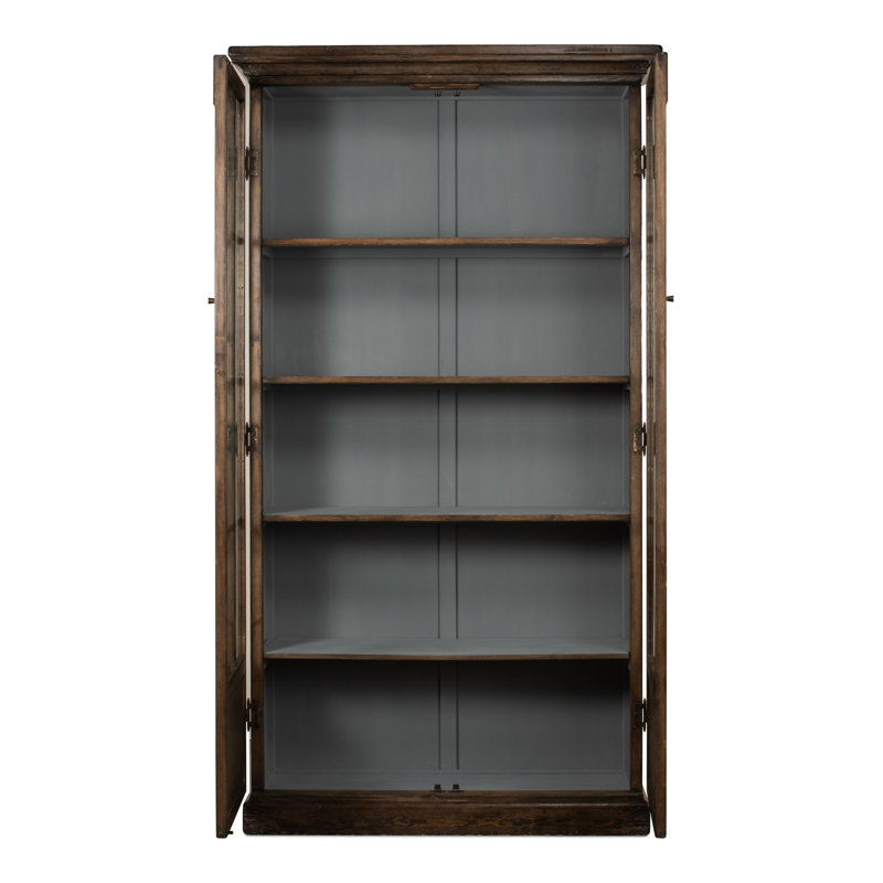 Refined Arches 50'' Traditional Brown Wood Bookcase with Doors