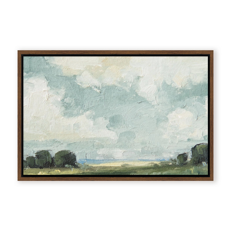 Nature Inspired Golden Meadows: A Serene Landscape Composition, 16" H x 24" W x 2.375" D, Framed Canvas, Brown