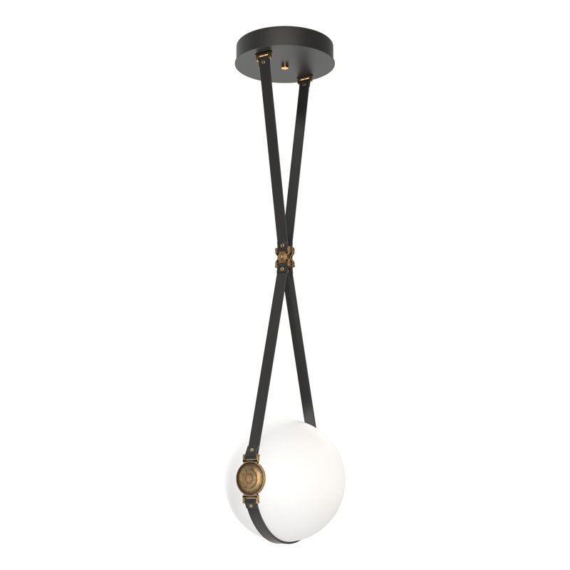 Luminaire suspendu à DEL Derby Globe, Noir, H 56,7 po x l 10,9 po x P 10 po, Laiton antique