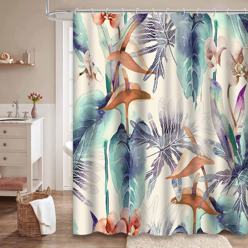 Fleurs exotiques, aquarelle, fleur grise, art abstrait coloré avec 12 crochets, L 72 po x l 78 po