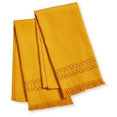 Fitz Ochre Guest Towels 100% Cotton Set of 2 22x16 in