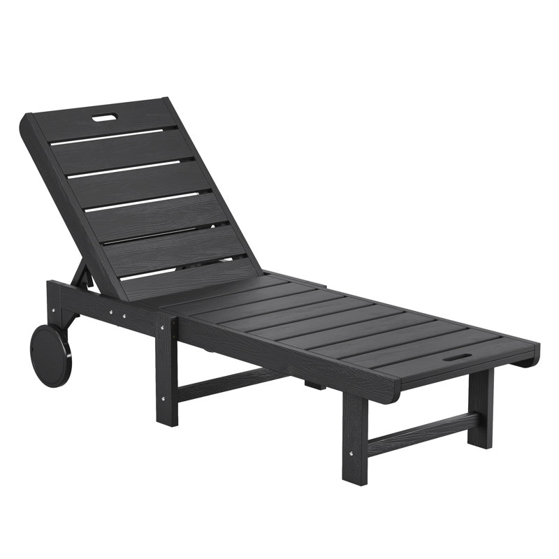 Chaise longue d'extérieur inclinable Haley, Noir, noir, noir, noir