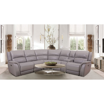 Drakos Upholstered Power Reclining Curved Sectional Right Hand Facing