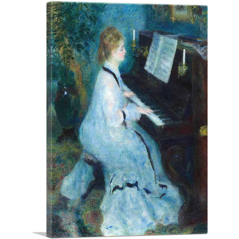 «Woman at the Piano 1876» par Pierre-Auguste Renoir, reproduction d'art sur toile tendue, H 26 po x l 18 po x P 0,75 po