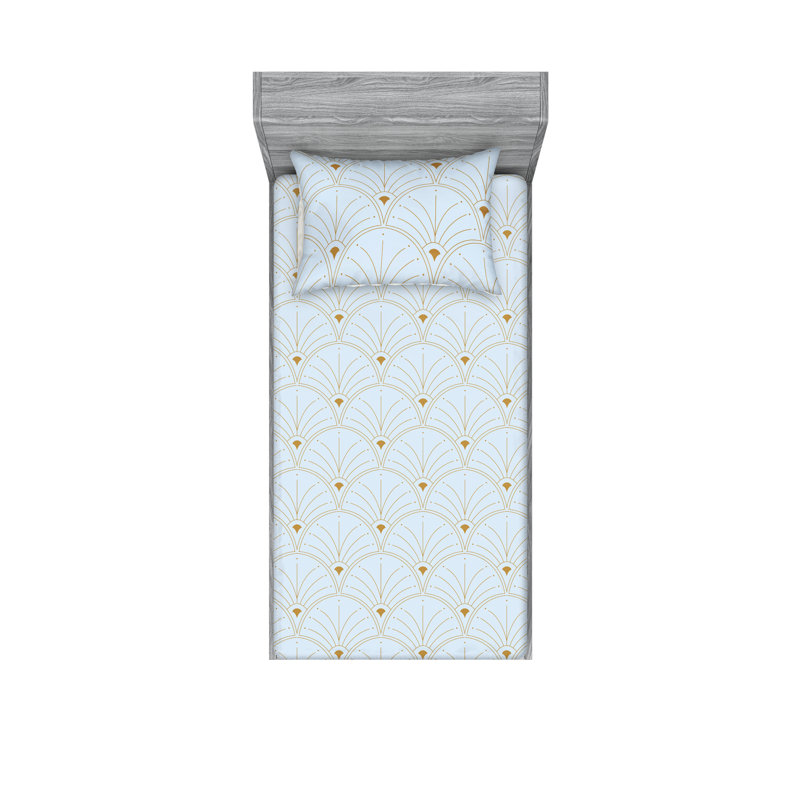  Ensemble de draps en microfibre Floral, Bleu pâle / brun sable, Ensemble de draps lit simple + 1 taie d'oreiller