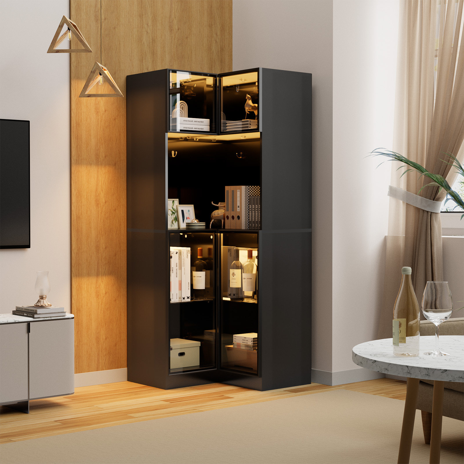 Wrought Studio Corner Dining Cabinet With Led Light - Wayfair Canada