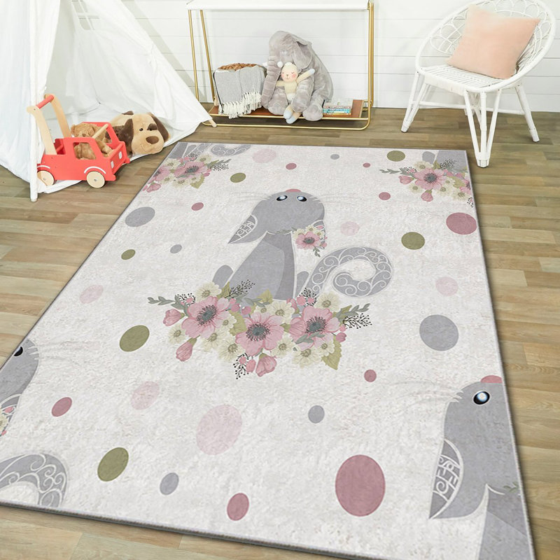 Luxurious Polyester Area Rug, 3.3 x 4.6 Feet | 740 g/m² Velvet Fabric, Non-Slip Felt Dot Underside, Laminated Sponge for Comfort | Antibacterial, Machine Washable at 86°F | Elegant Digital Print Design for Home Décor