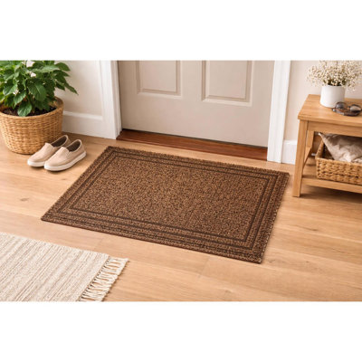  20 in. W X 36 in. L Tan Double Border Astroturf Door Mat