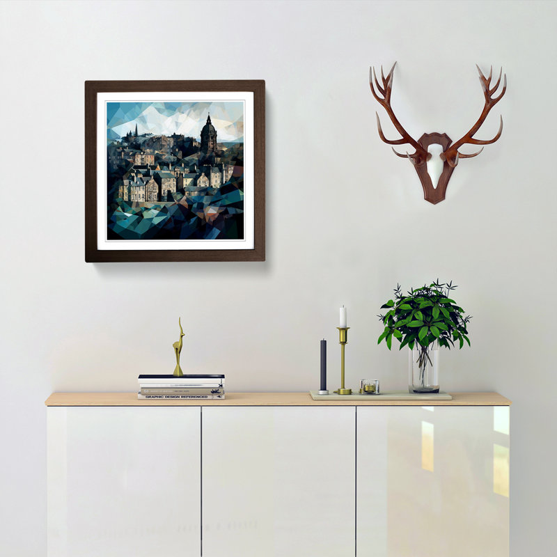 City Of Edinburgh Cubism - Framed Print, Walnut