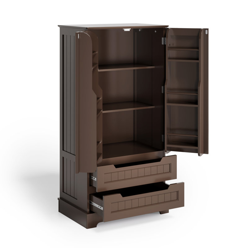 Garde-manger avec portes d'armoire de style réfrigérateur, 2 grands tiroirs et poignées encastrées pour la cuisine ou le salon