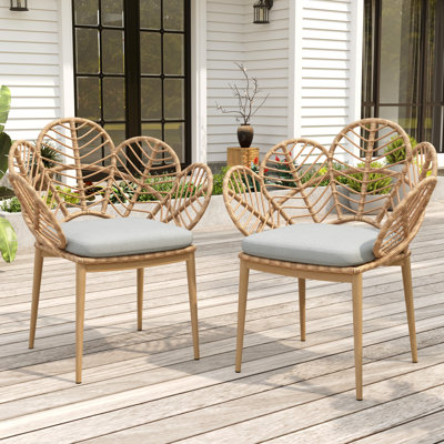 Otis Patio PE Rattan Dining Chairs With Removable Cushions by Bayou Breeze