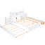 Lit double avec tablettes coulissantes, lit gigogne simple, 2 tiroirs, fabrication en bois robuste, sans sommier, bois massif blanc ferme