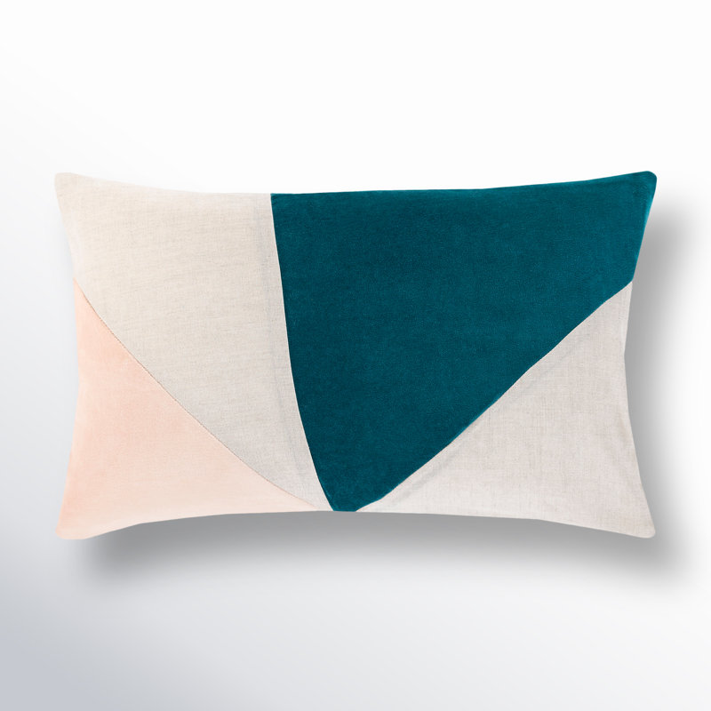 Housse de coussin rectangulaire Kathleen, Bleu sarcelle / pêche