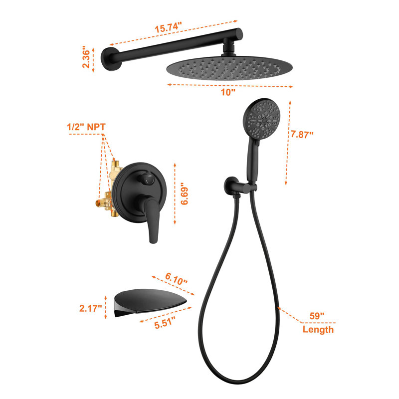 All-In-One Kit with Rough in-Valve, Matte Black