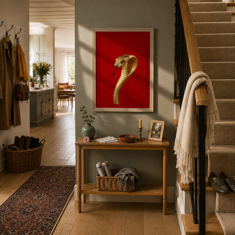Cobra In Crimson Modern - Print, Oak, A4 - 29.7 x 21.0 cm