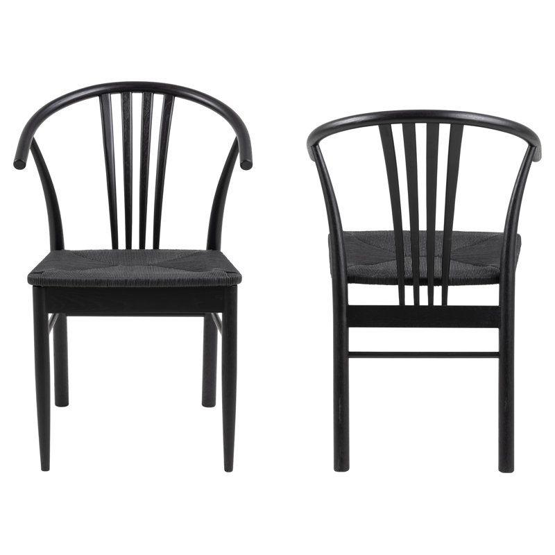 Antoinette 46cm H Solid Wood Slat Back Side Chair, Matte Black