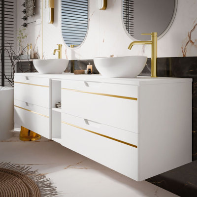 140mm Double Bathroom Vanity with Ceramic Basin