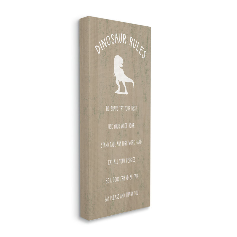 «Rustic Dinosaur Rules», liste de phrases de motivation, style rustique gris, estampe numérique encadrée par Daphne Polselli
