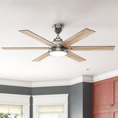 Ventilateur de plafond standard à DEL 6 pales 60 "avec commande murale et ensemble d'éclairage inclus