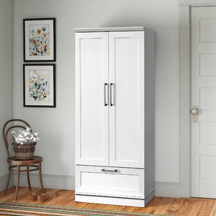 Wardrobe Storage Cabinet, Armoire Closet Organizer with Drawer and Hanging  Rod, White 