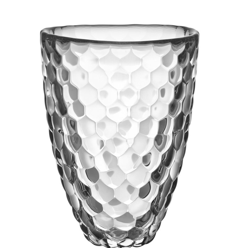Raspberry Crystal Table Vase, 6.3" H x 4.8" W x 4.8" D, Clear