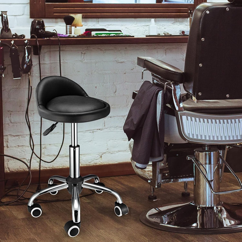 Swivel Rolling Stool with Wheels Height Adjustable Stool Chair Drafting Chair with Backrest