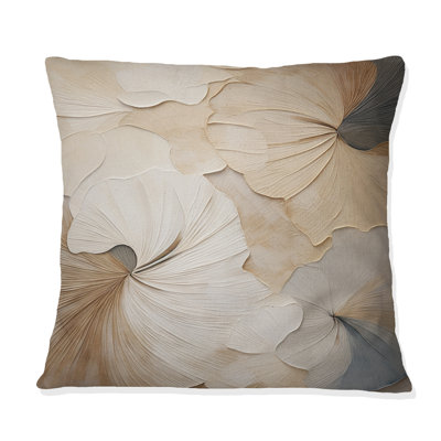 Beige Minimalism Elegance In Bloom - Flowers Printed Throw Pillow