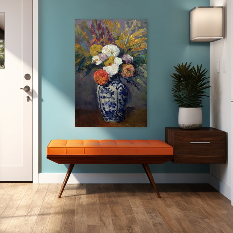 Dahlias, vers 1873 - Estampe murale abstraite contemporaine représentant une fleur de dahlia, H 48 po x l 32 po