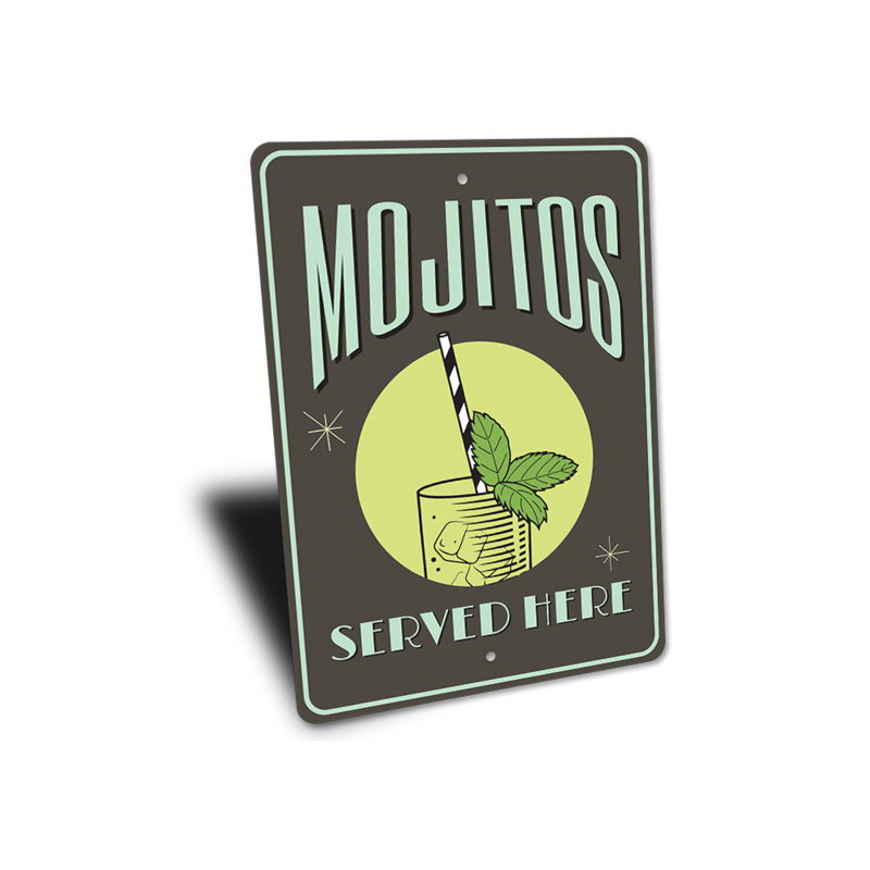 Plaque en aluminium Mojitos, H 18 po x l 12 po x P 0,06 po