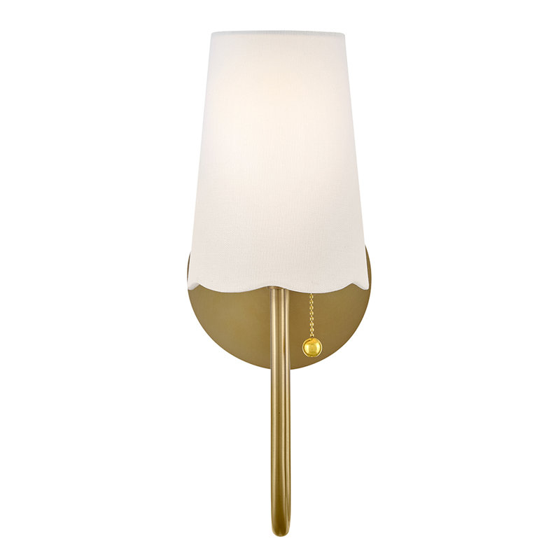 Groover Scalloped Linen Shade Wall Sconce, Gold