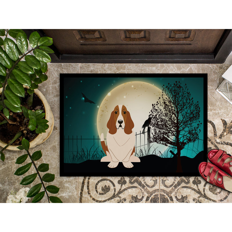 Tapis d'extérieur Ermond Halloween Scary Basset Hound, Rectangle 1 pi 6 po x 2 pi 3 po