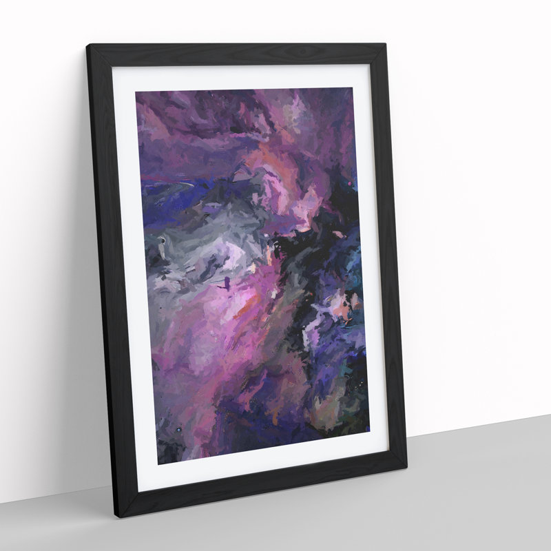 Moving With The Night Abstract - Single Picture Frame Painting, Black, 64cm H x 46cm W x 2cm D