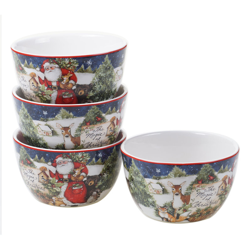 Magic of Christmas Santa Ceramic 16-Piece Dinnerware Set