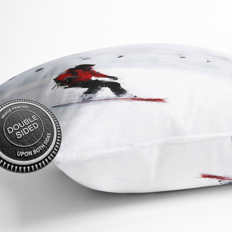 Snowboarding Painting Scatter Cushion, 55cm H x 55cm W x 20cm D