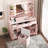 Guram Vanity Set Modern LED Makeup Desk with Mirror, Ten Light Bulbs & Desktop Dazzle Light Adjustable Brightness, 7 Drawers & Stool, Usb Power Outlet-768981267