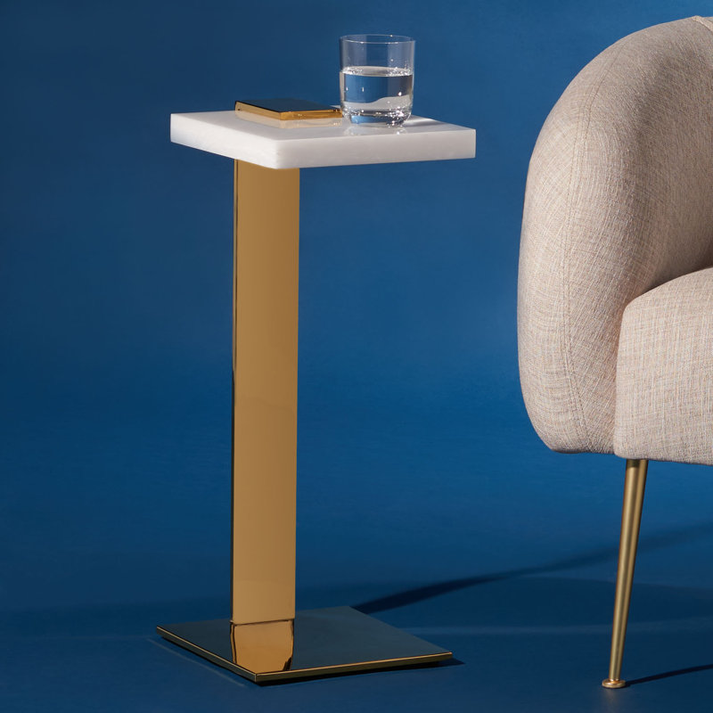 O'Hara End Table, White, Gold