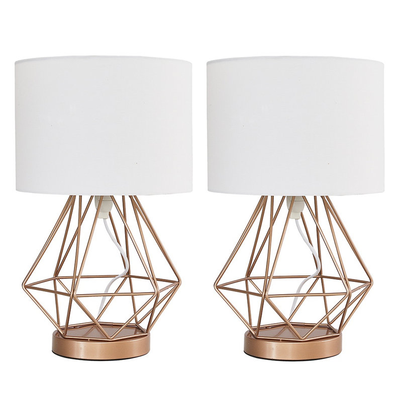 Haigler Metal Table Lamp, Copper, White, No Bulb