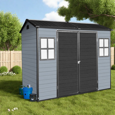 Remise durable avec rangement, remise de jardin moderne en acier de 8 pi x 4 pi