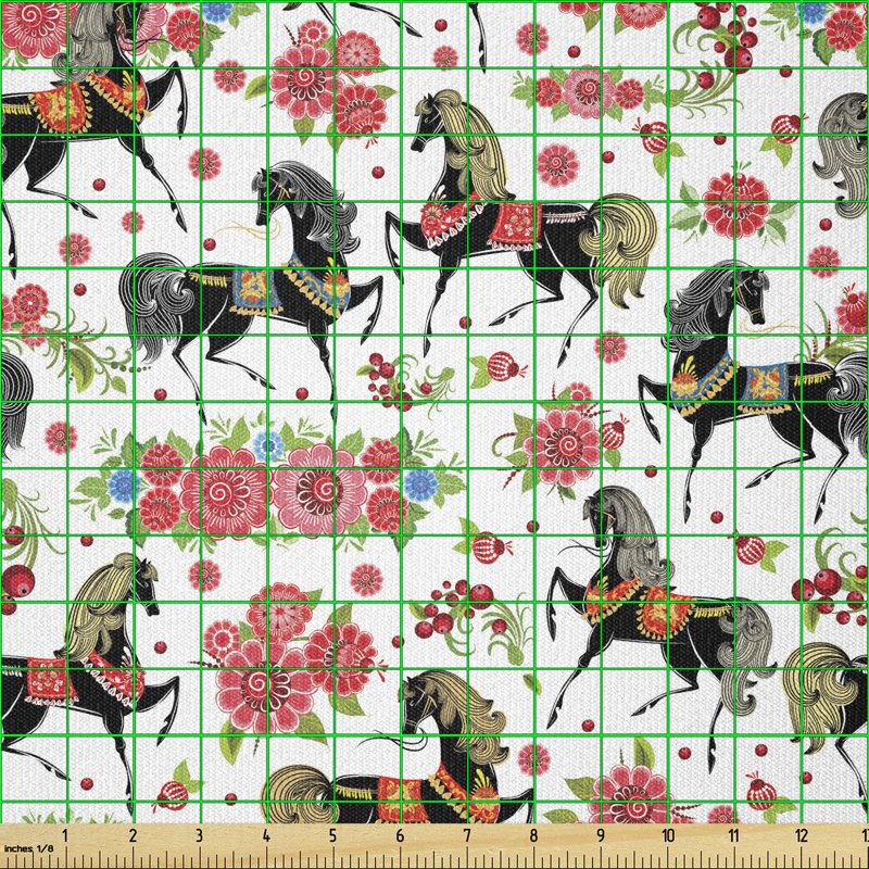 Deperte Floral Arrangement and Dapple Stallions Multi-Purpose Fabric