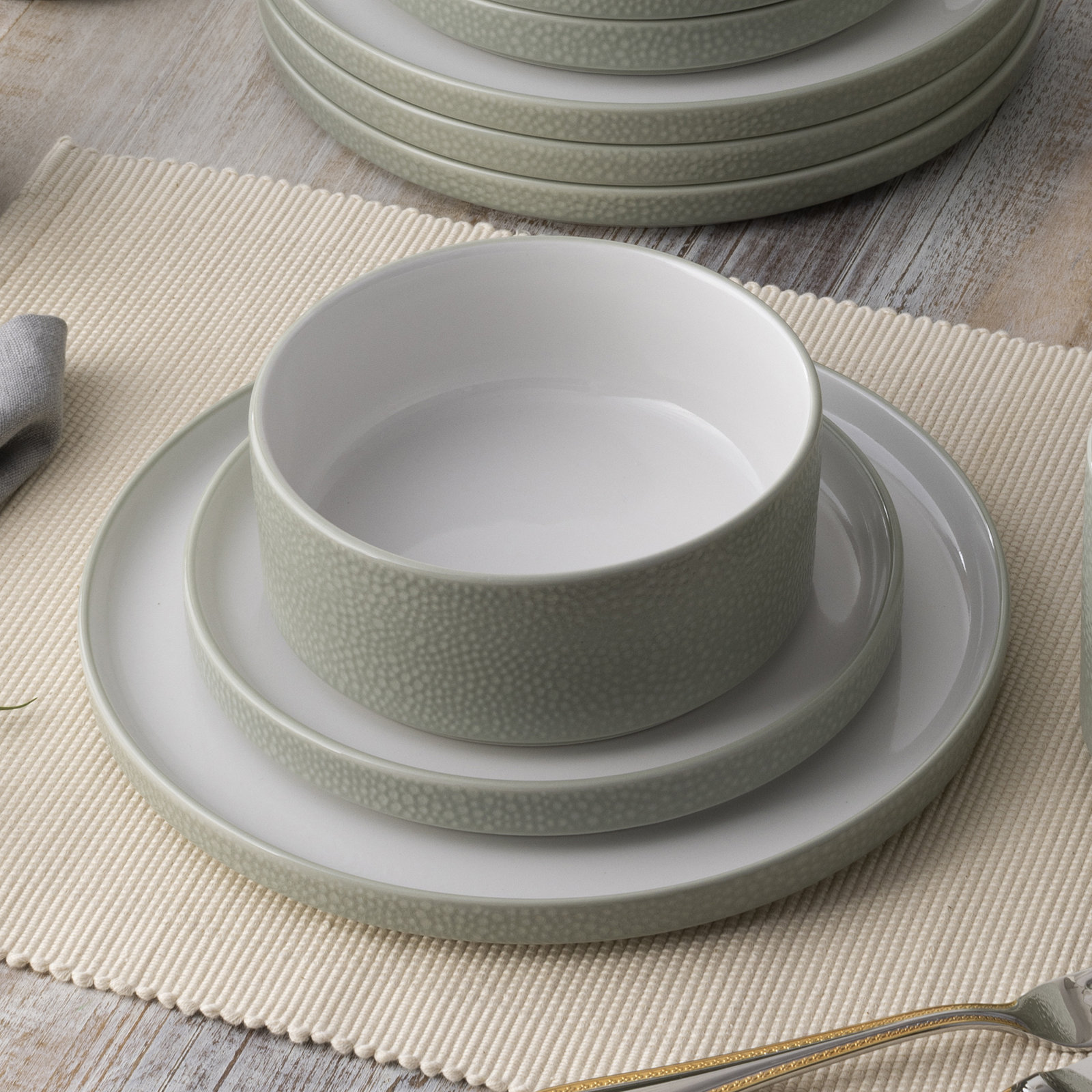 ColorStax Porcelain Dinnerware Set, Sage