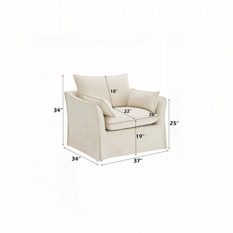 Chaise en lin Shane avec 2 coussins