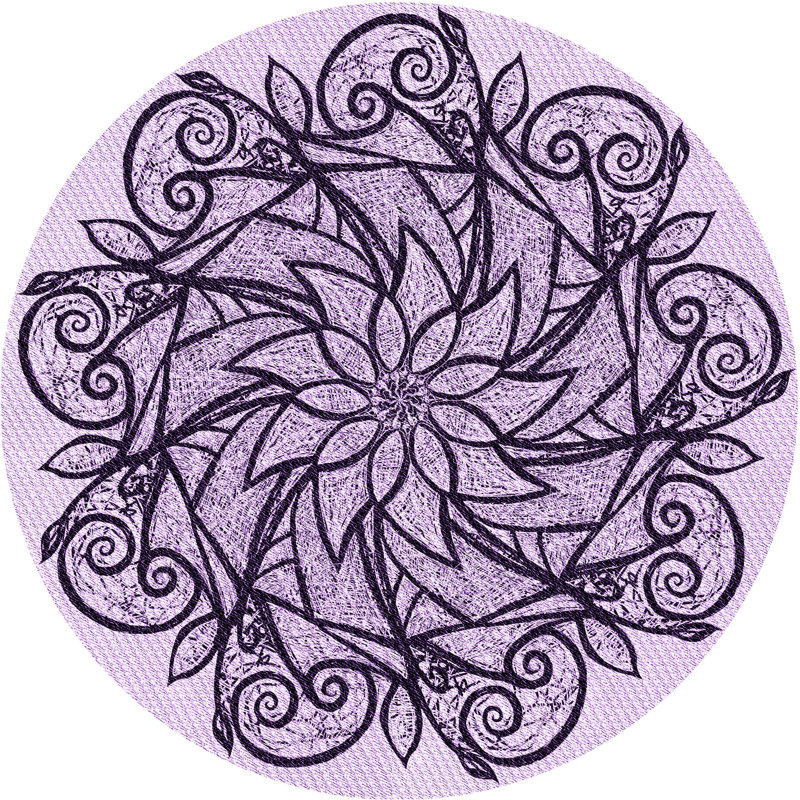 Tapis mauve tissé à la machine, Rond 8 pi