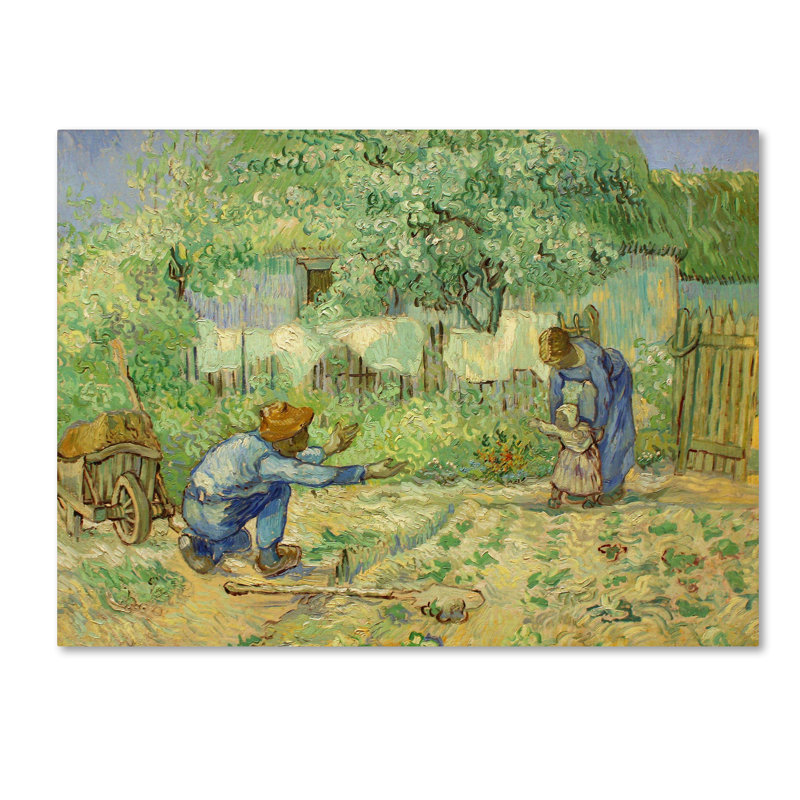 « first steps » par vincent van gogh, reproduction sur toile tendue, H 14 po x l 19 po