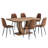 5-Piece Dining Set with U-Shaped Sculptural Pedestal Table and 4 Faux Leather Mid-Century Modern Chairs, Walnut Finish-830152593