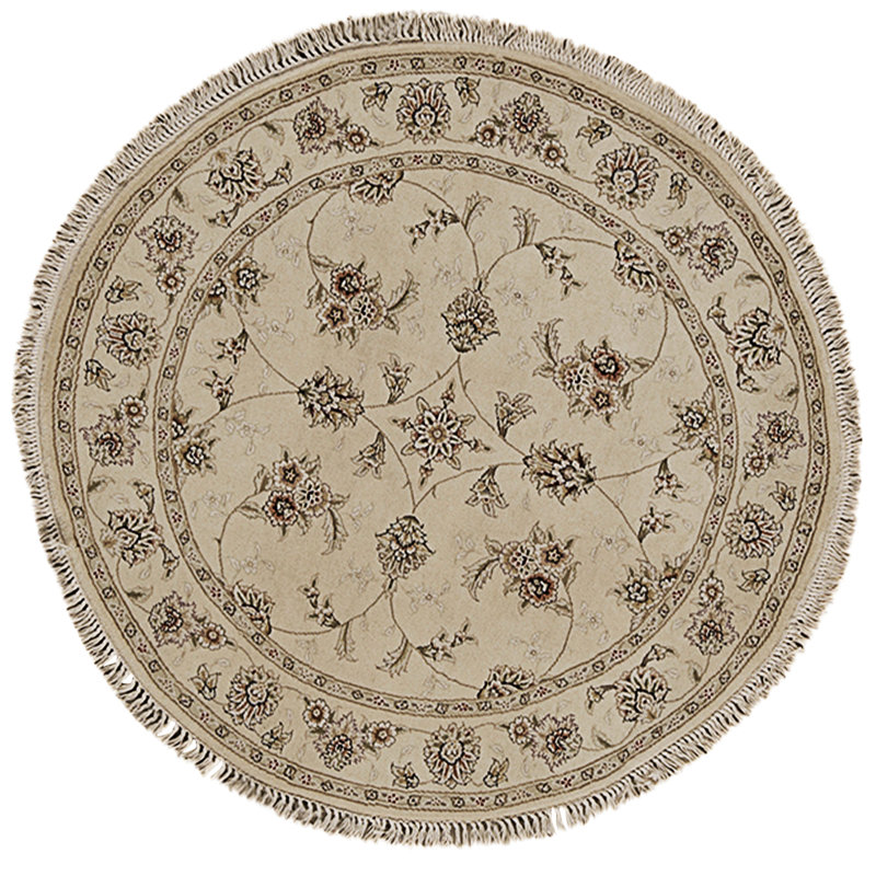 High-Quality Hand-Knotted Ivory Area Rug