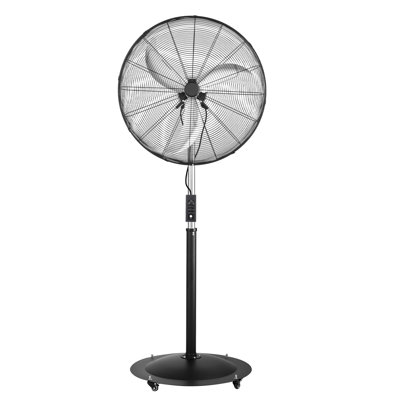 30-Inch High Velocity Pedestal Fan, 9100 CFM Industrial Standing Floor Fan with 85° Oscillating, 3-Speed Adjustable Height, IP44 Waterproof, Carbon Steel for Commercial, Garage, Workshop, Black