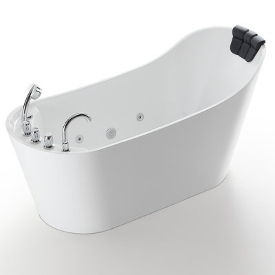 67'' x 29.5'' Freestanding Whirlpool Plastic / Acrylic Bathtub with Faucet